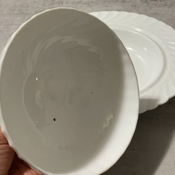 Minton Early 20th C. White Porcelain Domed Covered Cheese Butter Dish Gold Knob - Picture 4 of 7